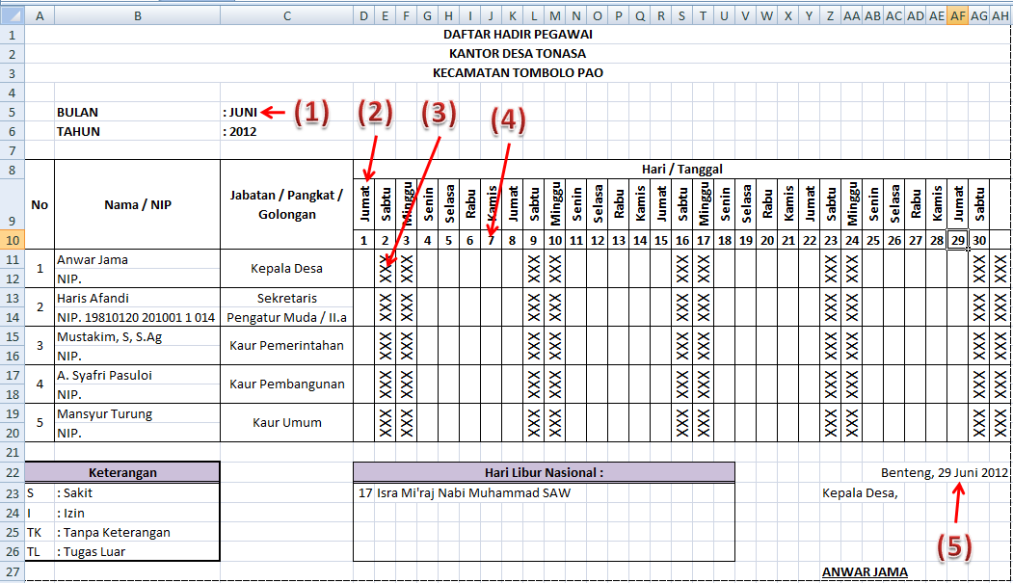 Membuat Daftar Hadir Otomatis dengan Microsoft Excel 